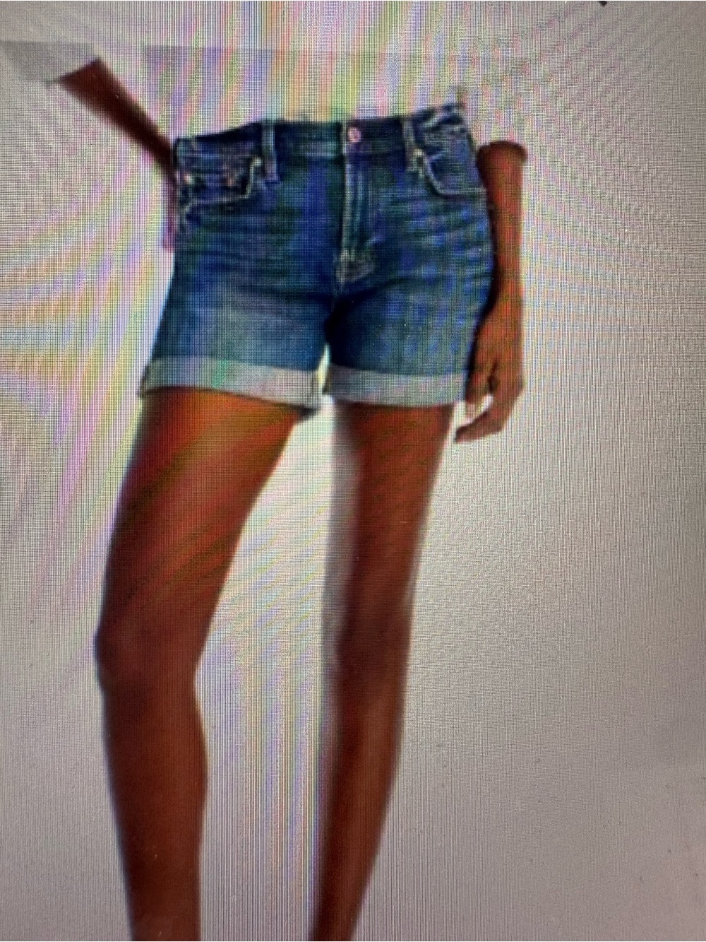 7 for all mankind Classic Blue Denim Roll-Cuff Women’s Shorts